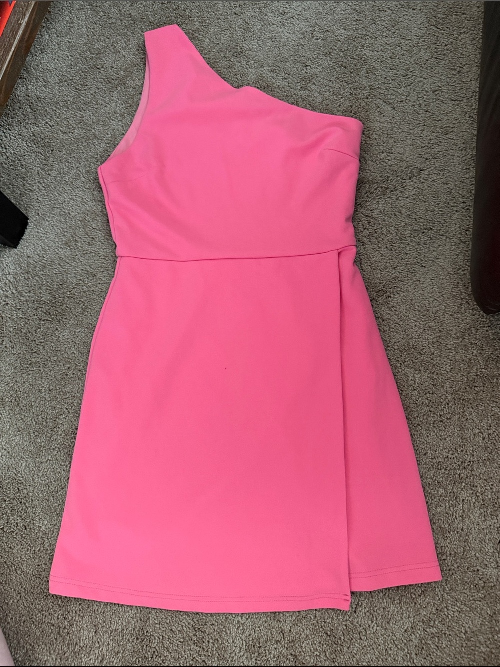 She + Sky One-Shoulder Hot Pink Dress - size small